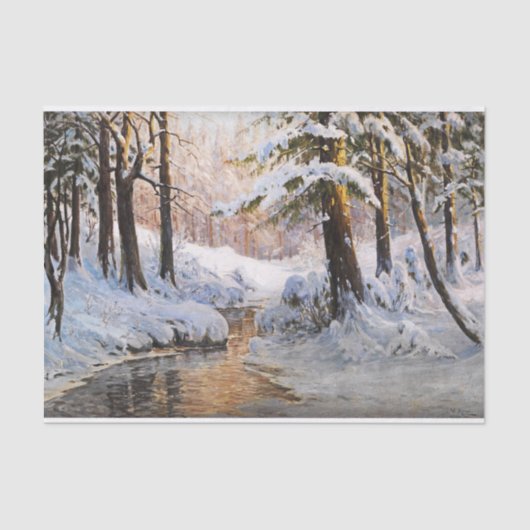 Snowy Forest Landscape, Walter Moras Tissuepapier (Voorkant)