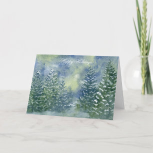 Snowy Forest Waterverf Christmas Kaart