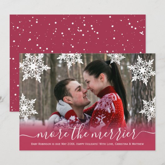 Snowy-fotokerstkaarten Zwangerschap Aankondiging (Voorkant / Achterkant)