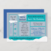 Snowy Froid Anniversaire Film Tix Invitation (Devant / Derrière)