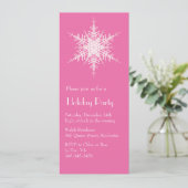 Snowy Fuchsia Snowflake Invitation Kaart (Staand voorkant)