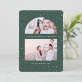 Snowy Globe Green Noël Carte photo de vacances (Debout devant)