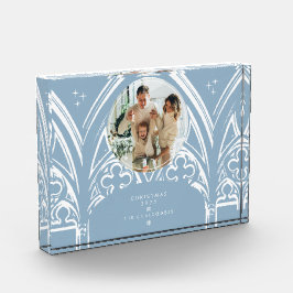 Snowy Gothic Winter Sprookje Kerstfoto Blauw Fotoblokken