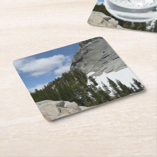 Snowy Granite Domes II Nationaal Park Yosemite Vierkante Kartonnen Onderzetter (Schuin)