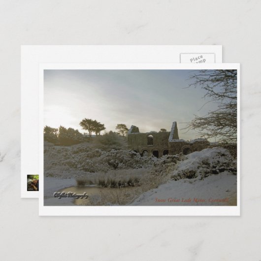 Snowy Great Lode Mines, Cornwall. Briefkaart (Voorkant / Achterkant)