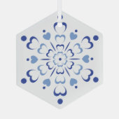 Snowy Heartburst Glas Ornament (Achterkant)