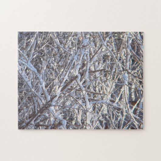 Snowy Ice Branches in Winter Legpuzzel (Horizontaal)