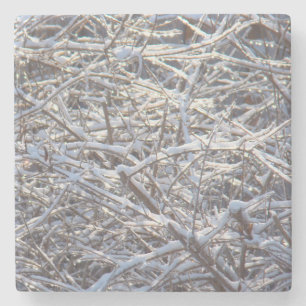 Snowy Ice Branches in Winter Stenen Onderzetter