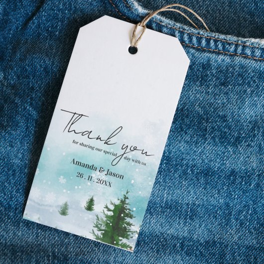 Snowy Icy Frosty Blauwe tinten Winter Ochtend Brui Cadeaulabel