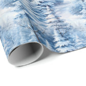 Snowy kerstbomen scène betegeld Wrapping Paper Cadeaupapier (Rol Hoek)