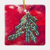 Snowy kerstboom keramisch ornament (Voorkant)