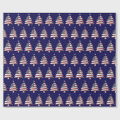 Snowy kerstboom met sterren en strips cadeaupapier (Vlak)