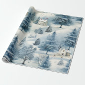 Snowy kerstdorp cadeaupapier (Uitgerold)