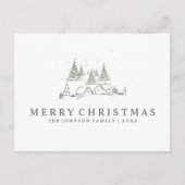 Snowy kerstdorp feestdagenkaart (Voorkant)