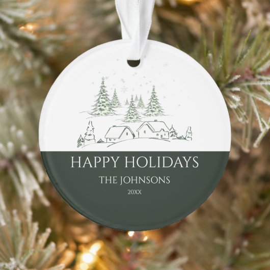 Snowy kerstdorp ornament (Boom)