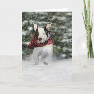 Snowy kerstfeestdag groet voor Hondenliefhebber Feestdagen Kaart