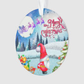 Snowy Kerstmis Gnome en Santa's slee geschenken Ornament (voorkant)