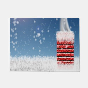 Snowy Kerstmis Rooof Chimney Ready Santa Claus Deurmat