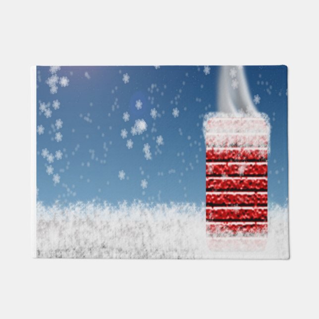 Snowy Kerstmis Rooof Chimney Ready Santa Claus Deurmat (Voorkant)