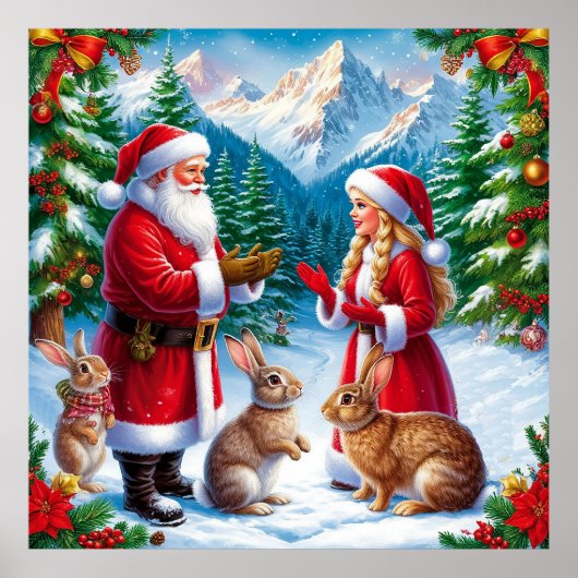 Snowy Kerstmis Scene Poster (Voorkant)