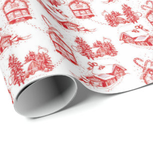 Snowy Kerstteile enkele rode rol Cadeaupapier