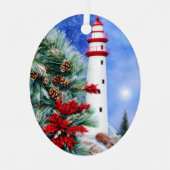 Snowy kerstvuurtoren metalen ornament (Voorkant)