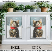 Snowy Kitten, Rode Kerstsjaal EG2L Decoupage Tissuepapier