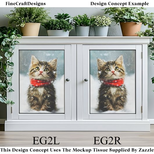 Snowy Kitten, Rode Kerstsjaal EG2L Decoupage Tissuepapier