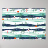 Snowy Landscape KerstElements Pattern Poster (Voorkant)