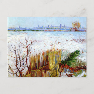 Snowy Landscape met Arles in Achtergrond Briefkaart