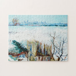 Snowy Landscape met Arles op de achtergrond Legpuzzel