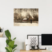 Snowy Landscape Painting, Winter Wall Art Poster (Thuiskantoor)