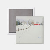 Snowy landscape watercolor magnet (Recto/Verso)