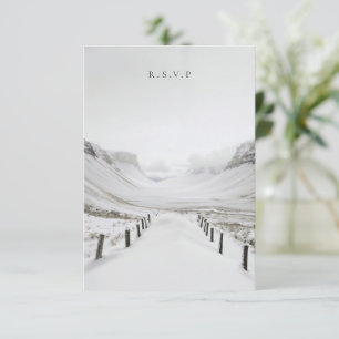 Snowy landschap bruiloft maaltijd keuzes RSVP Kaartje