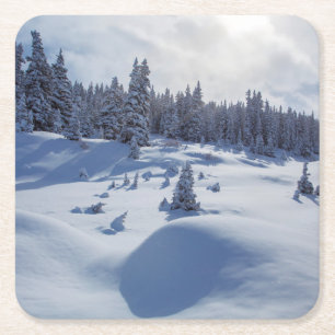 Snowy Landschap Vierkante Kartonnen Onderzetter
