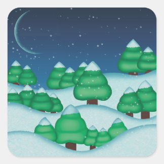 Snowy Landschap Vierkante Sticker