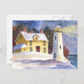 Snowy Lighthouse Winter Briefkaart (Voorkant / Achterkant)