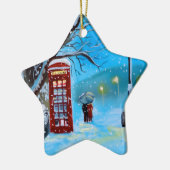Snowy London winter koppel red umbrella Keramisch Ornament (Links)