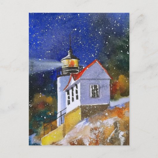 Snowy Maine Lighthouse Briefkaart (Voorkant)