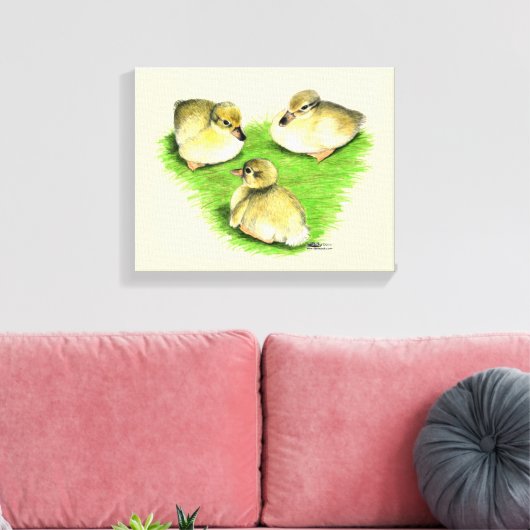 Snowy Mallard Ducklings Canvas Afdruk (Insitu (Woonkamer))