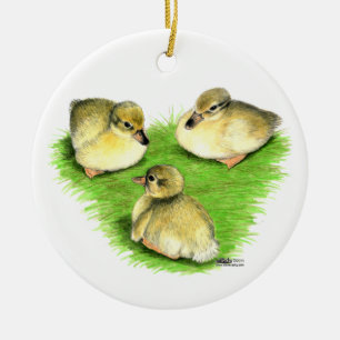Snowy Mallard Ducklings Keramisch Ornament