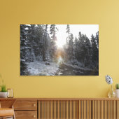 Snowy modderweg die de zon in gaat canvas afdruk (Insitu (Woonkamer))