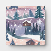 Snowy Mountain Cabin Waterverf Fotoplaat (Voorkant)