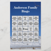 Snowy Mountain Familienaam en Photo Bingo Game