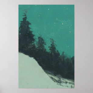 Snowy Mountain Landscape Painting Poster