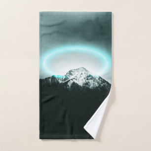 Snowy mountain mysterious blue neon light