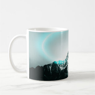 Snowy mountain mysterious blue neon light koffiemok