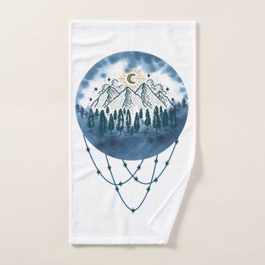 Snowy Mountain Pine Tree Nature Adventure Extérieu (Serviette à main)