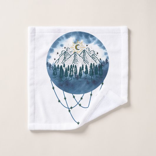Snowy Mountain Pine Tree Nature Adventure Extérieu (Gant de toilette)
