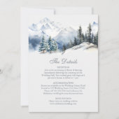 Snowy Mountain & Pine Trees Mariage Détails Carte (Devant)